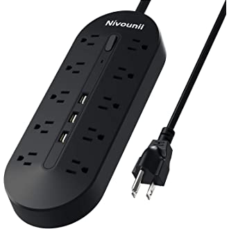 Power Strip, Surge Protector with 10 AC Outlets(3000W/13A) and 3 USB Ports(5V 3.4A) , 2 Prong to 3 Prong Charging Ports…